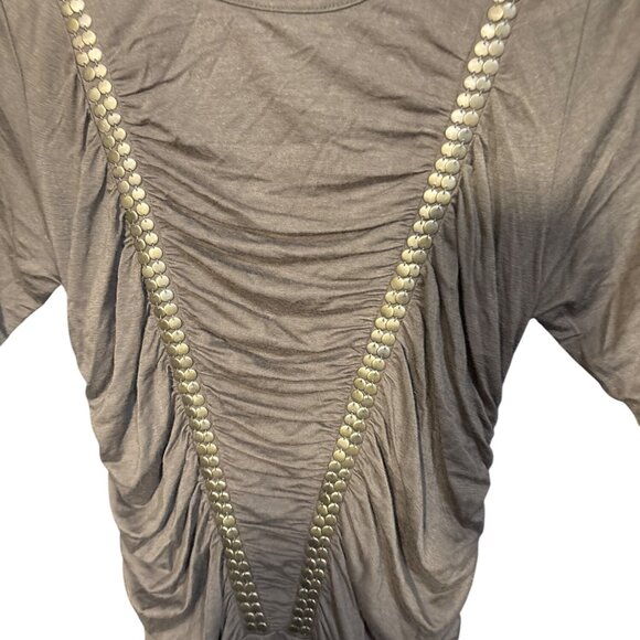 Daytrip Ruched & Studded Scoop Neck Top Small Brown NWT - Picture 2 of 4